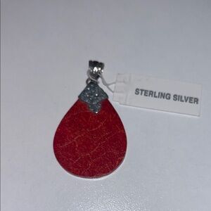 Sterling Silver & Red Teardrop Pendant #boho #indie #classy #elegant bohemian